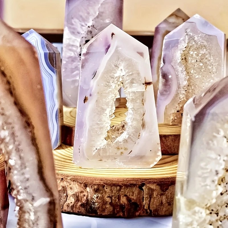 Agate Geode Druzy Four Sided Points Bulk Wholesale crystal texture detail