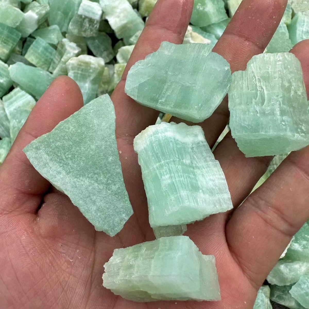 Green Calcite Caribbean Raw Stone Free Form natural crystal image 1 bulk wholesale