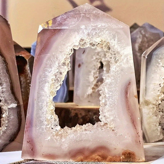 Natural Agate Geode Druzy Four Sided Points Bulk Wholesale crystal detail photo