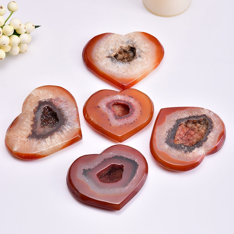 Natural Agate Geode Druzy Heart Bulk Wholesale gemstone piece