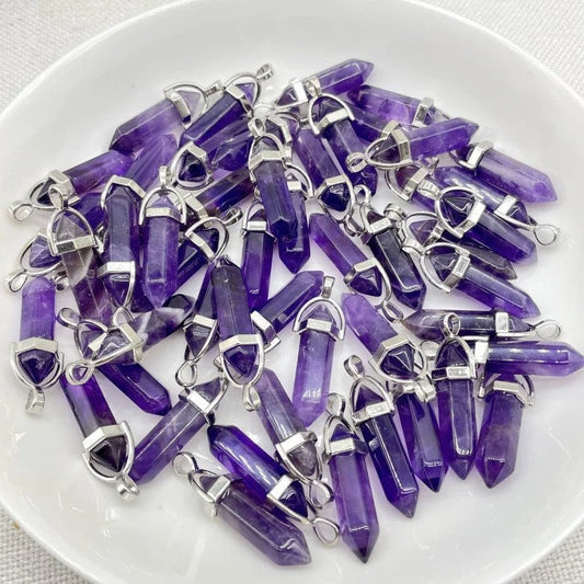 Amethyst Double Point Pendant Crystals Bulk Wholesale crystals bulk wholesale natural purple gemstone texture image 1