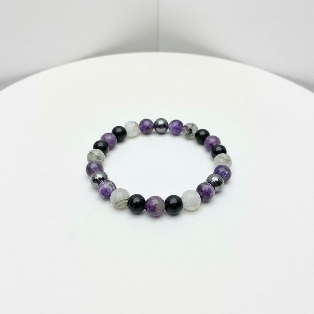 Amethyst Hematite Howlite Bracelet Bulk Wholesale crystals bulk wholesale natural purple gemstone texture image 1