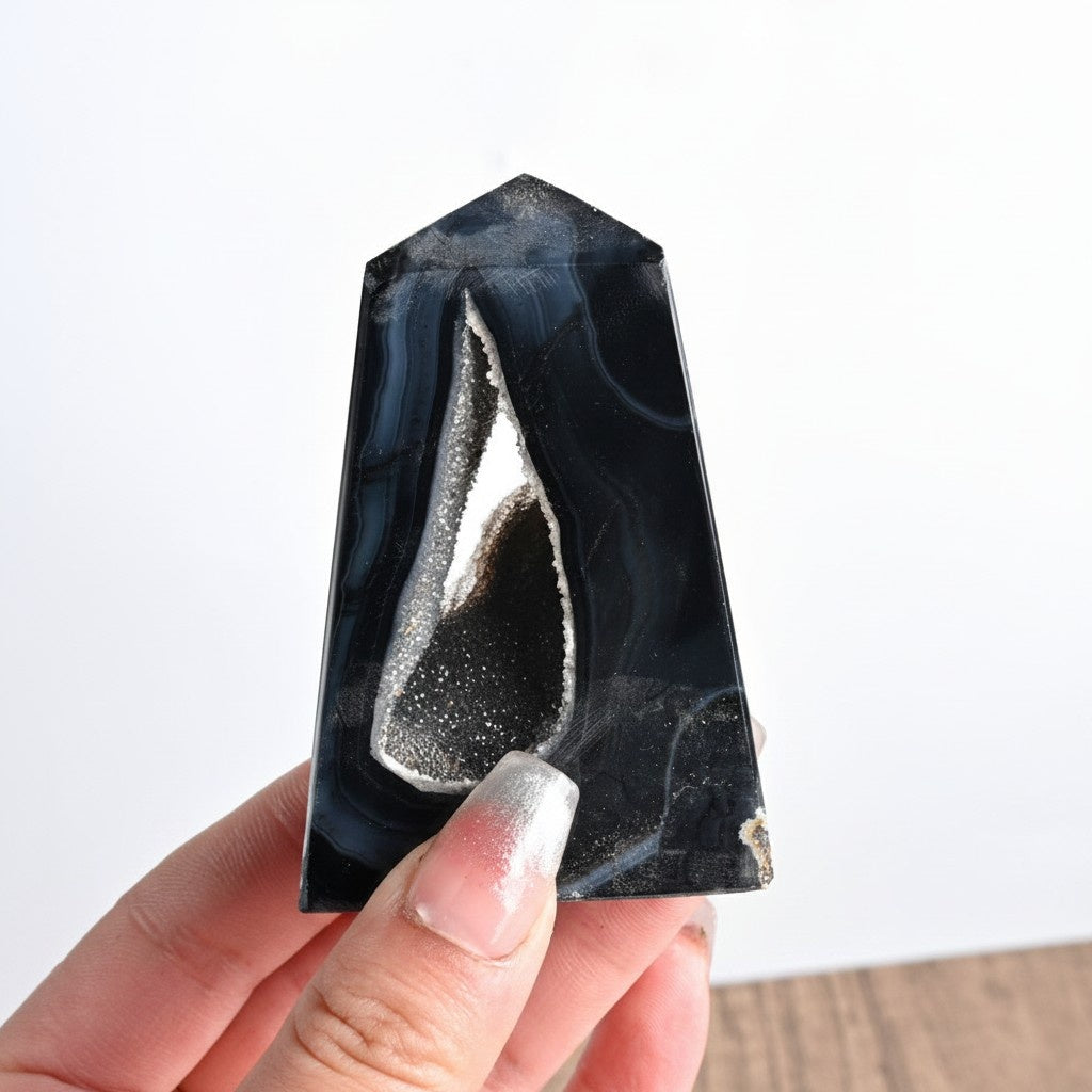 Black Agate Geode Tower Crystals Bulk Wholesale natural stone product image
