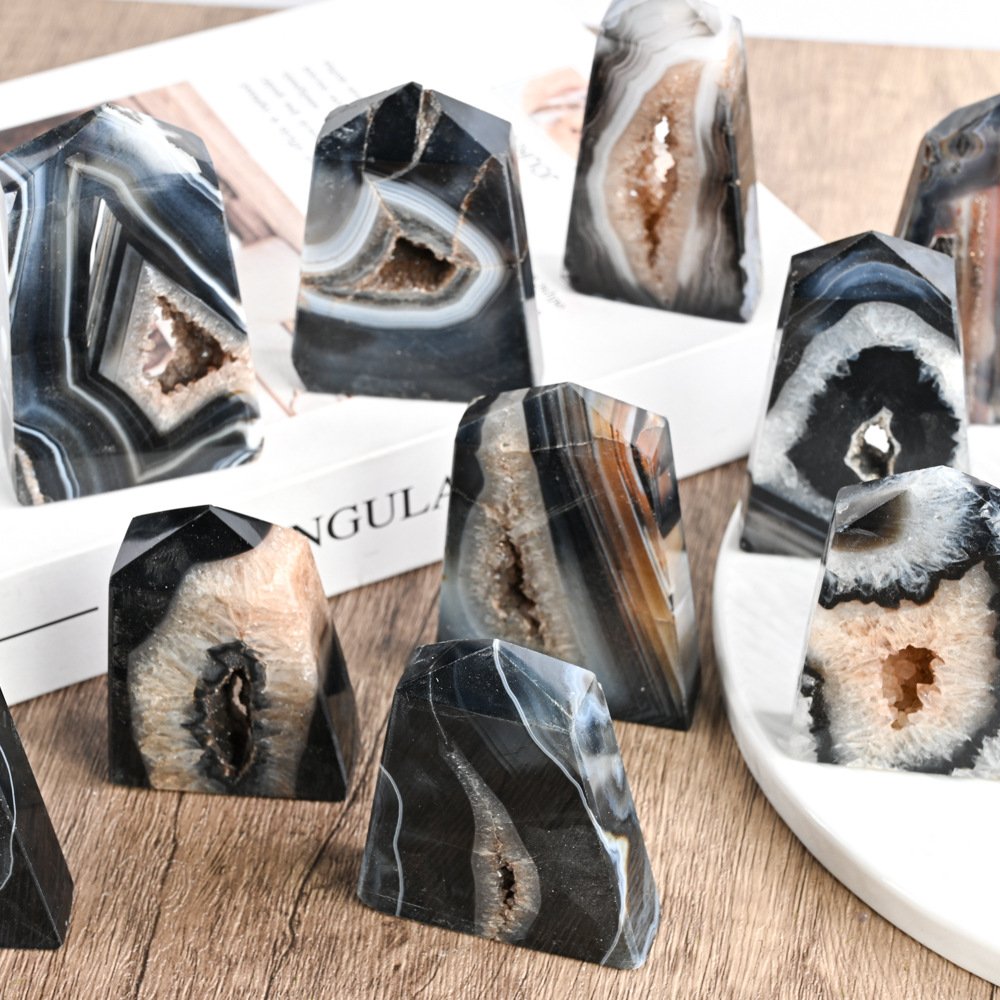 Wholesale Black Agate Geode Tower Crystals Bulk Wholesale crystal collection