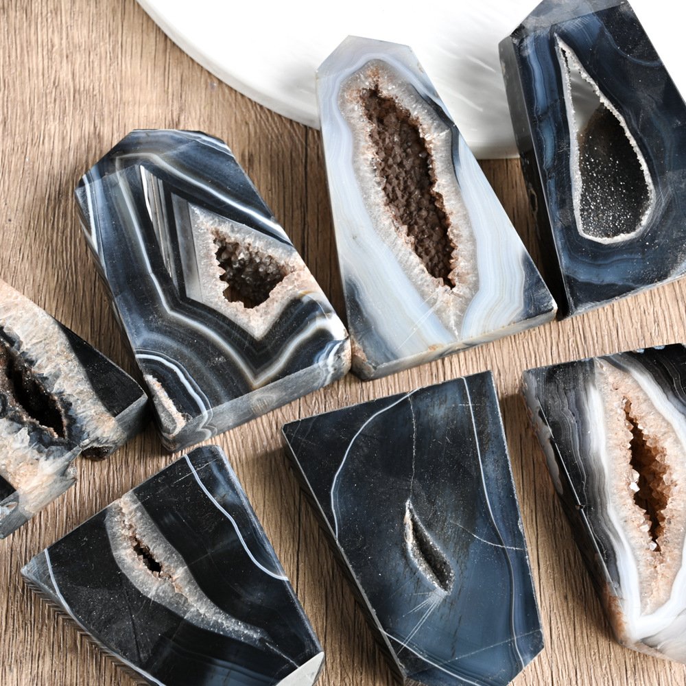 Black Agate Geode Tower Crystals Bulk Wholesale healing crystal studio photo