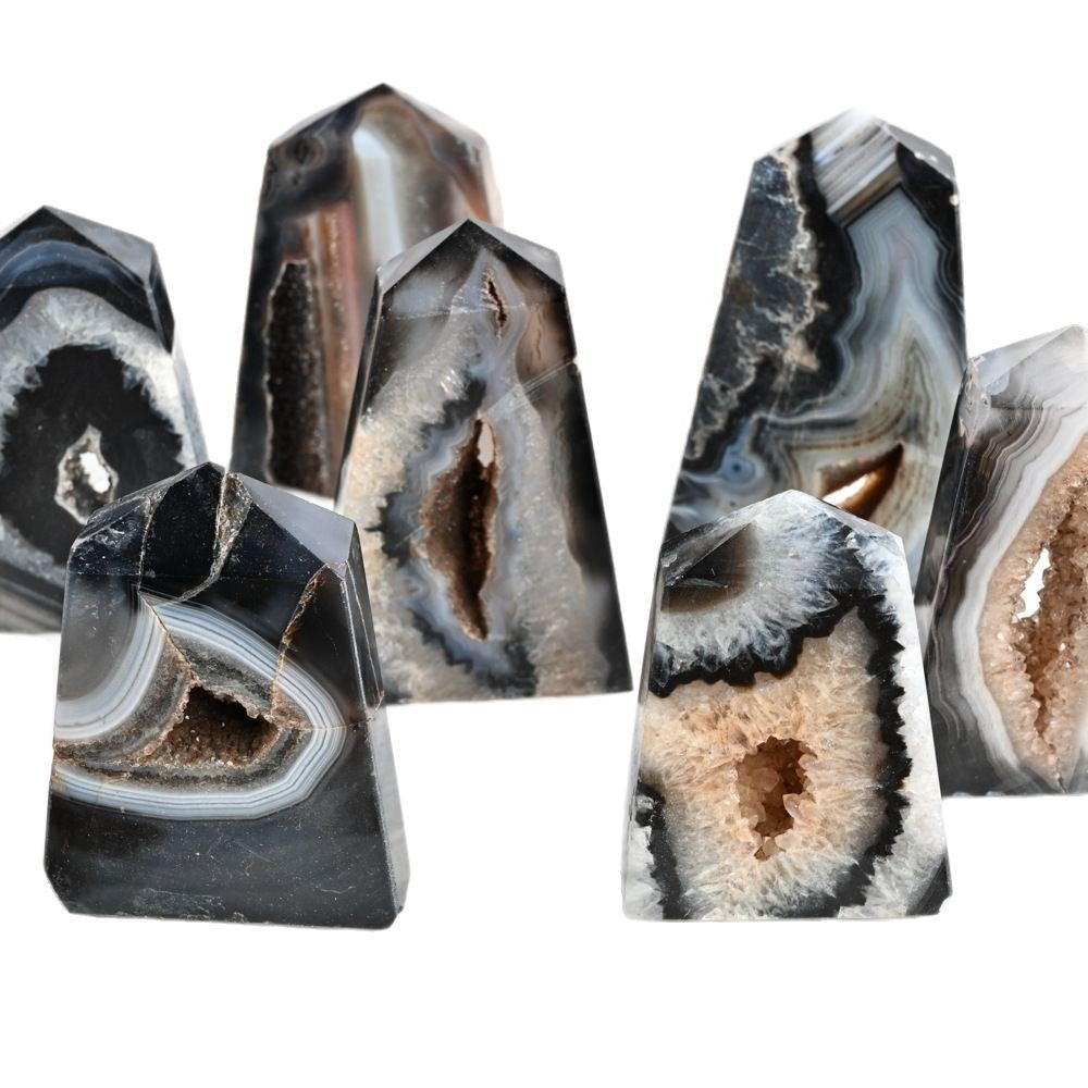 Natural Black Agate Geode Tower Crystals Bulk Wholesale gemstone piece