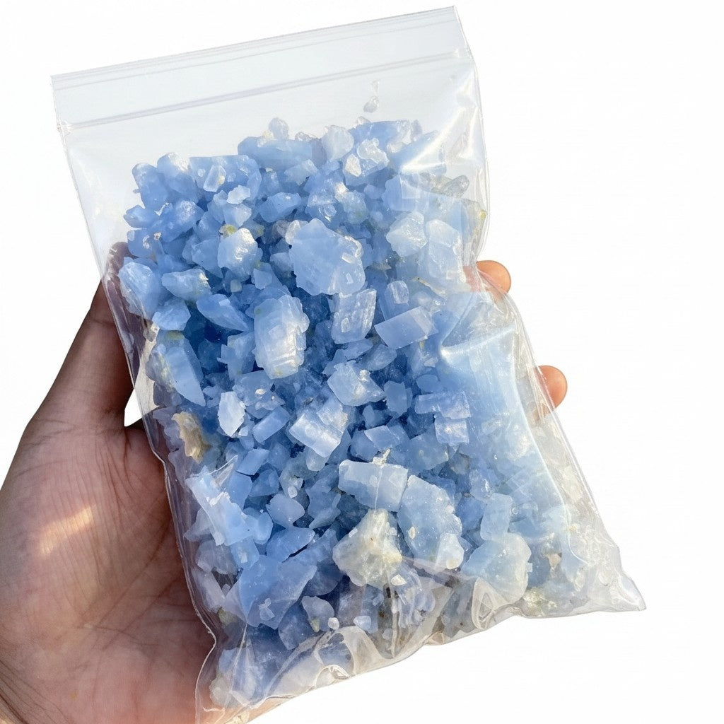 Blue Calcite Chips Crystals Bulk Wholesale polished stone photo 2 for crystal wholesale