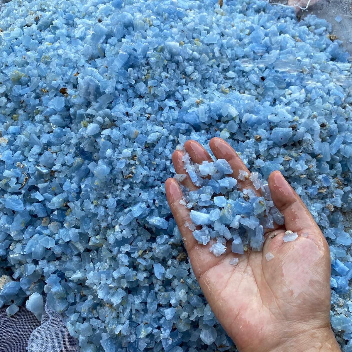 Blue Calcite Chips Crystals Bulk Wholesale healing crystal closeup 3 wholesale supply