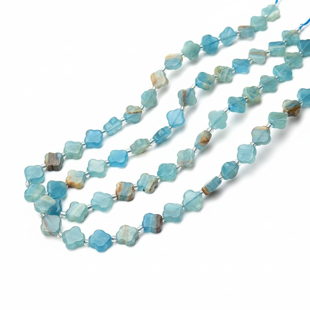 Blue Calcite Four Leaf Clover Pendant Beads Wholesale healing crystal closeup 3 wholesale supply