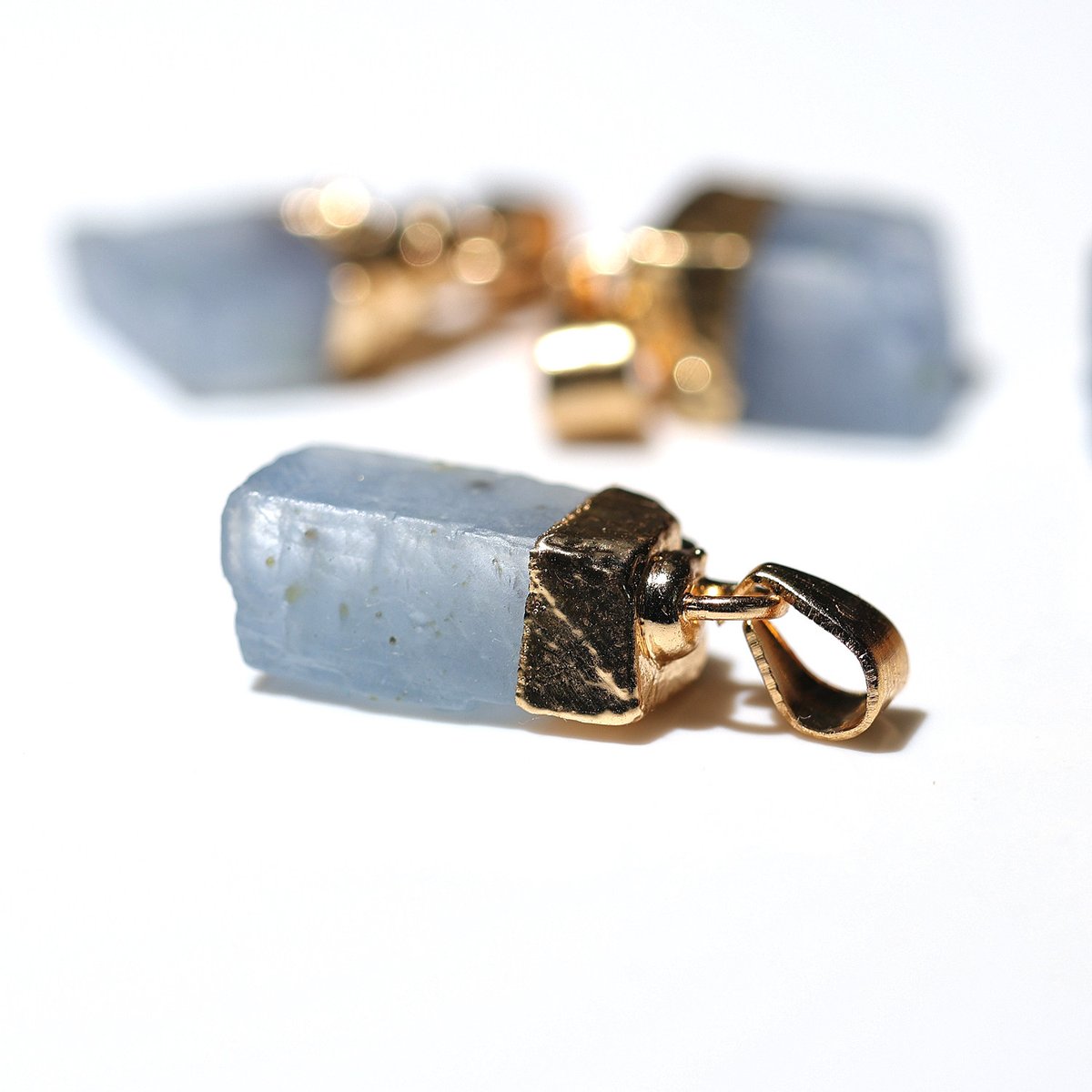 Blue Calcite Free Form Pendant Wholesale healing crystal closeup 3 wholesale supply
