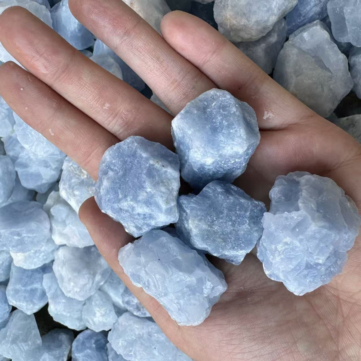 Blue Calcite Raw Stone Free Form Wholesale healing crystal closeup 3 wholesale supply