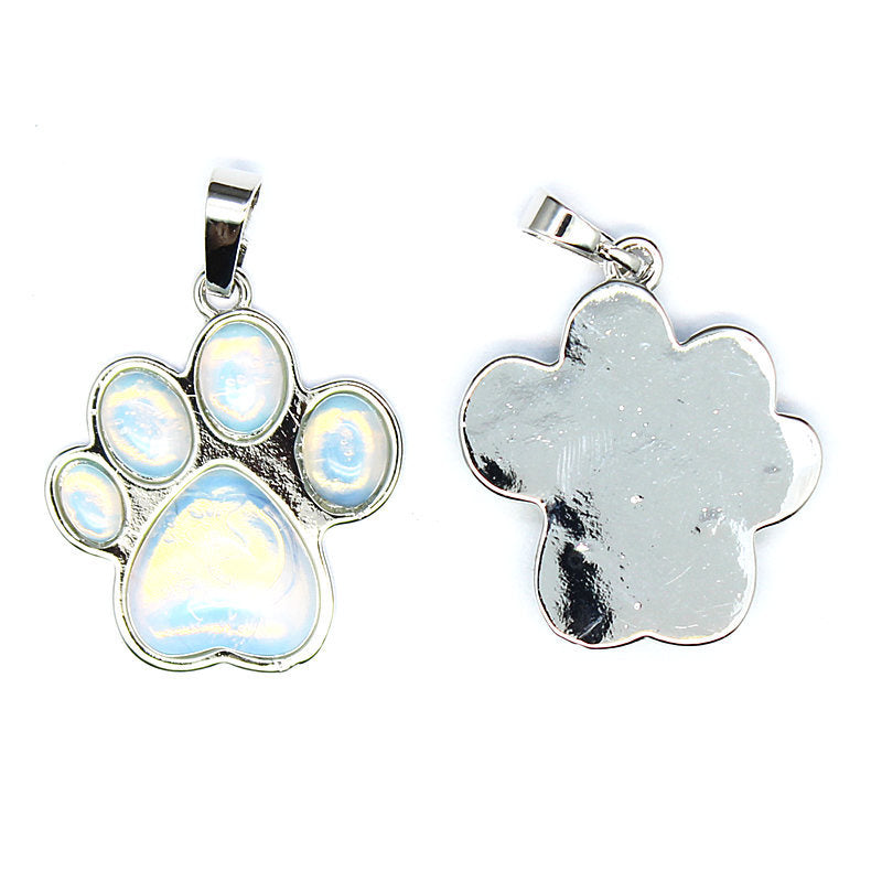 small crystal paw charm polished stone pendant bulk