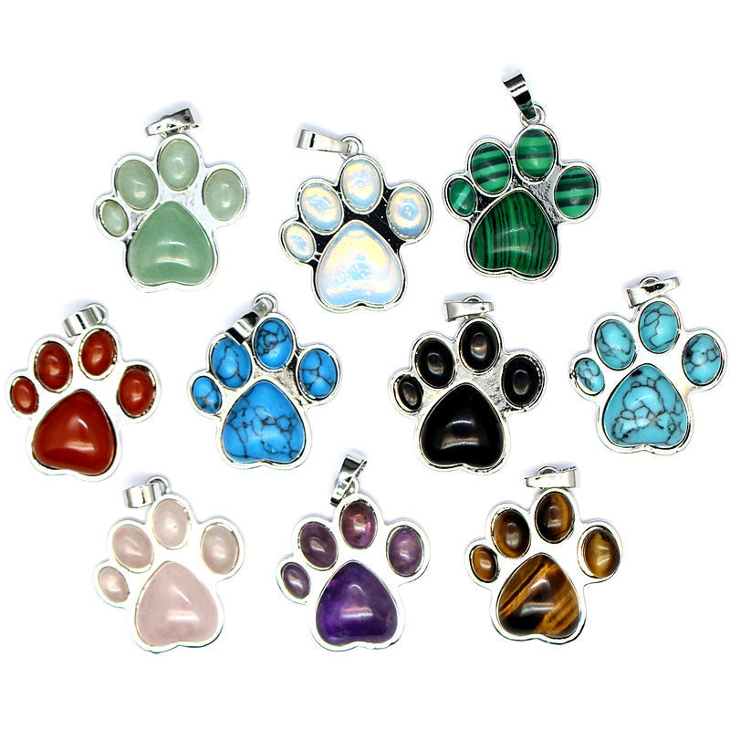 wholesale crystal paw pendants assorted natural gemstones