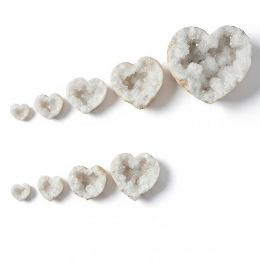 Natural Moroccan White Quartz Geode Heart Bulk Wholesale crystal detail photo