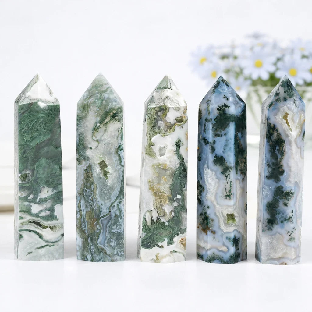 Moss Agate Tower Bulk Wholesale