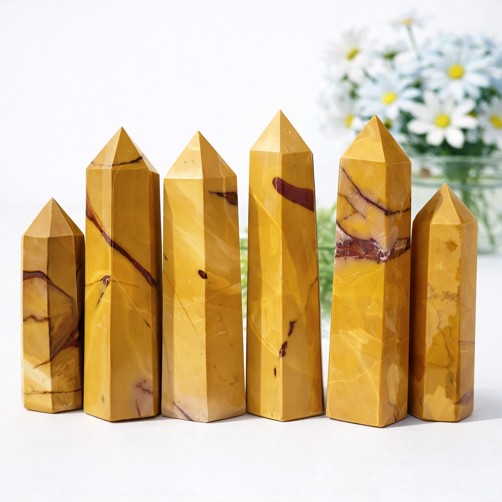 Yellow and red mookaite jasper tower crystals wholesale lot