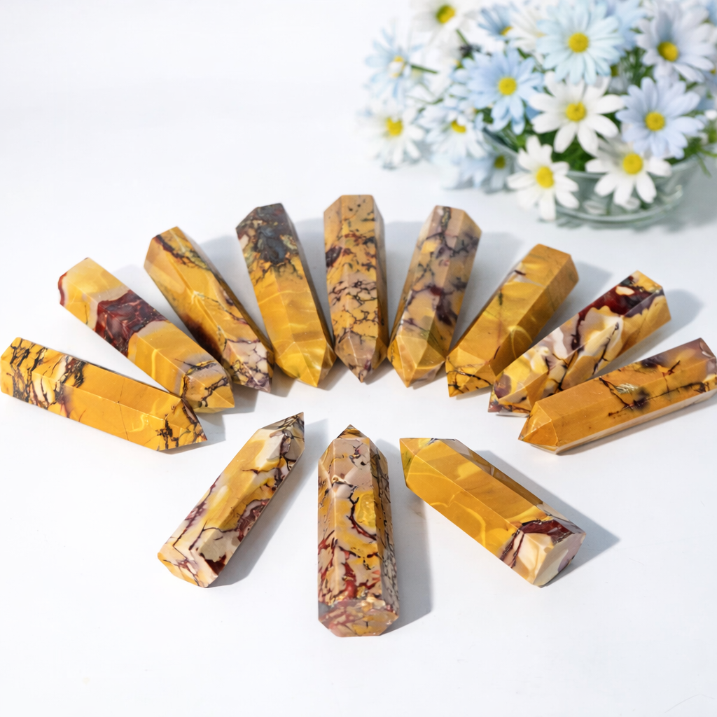 Natural mookaite jasper point crystals polished tower shape