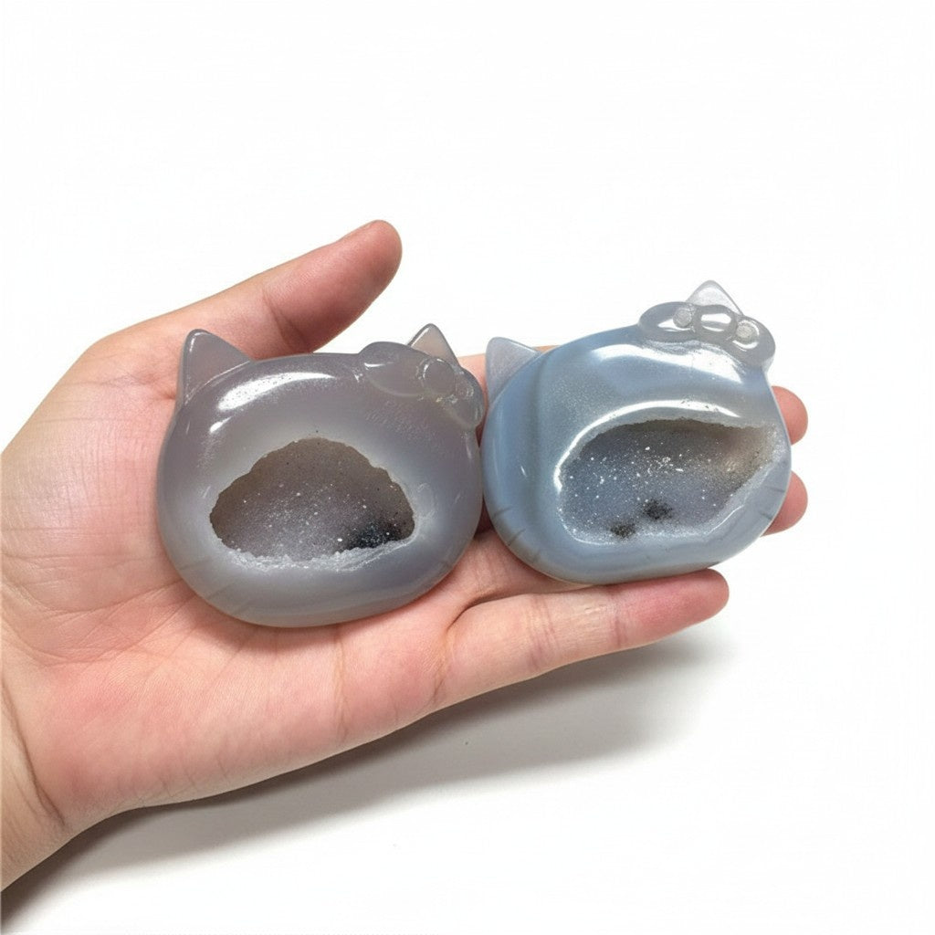 Natural Agate Geode Cat Head Crystals Bulk Wholesale gemstone wholesale display