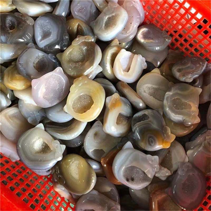 Natural Agate Geode Cat Head Crystals Bulk Wholesale natural stone product image