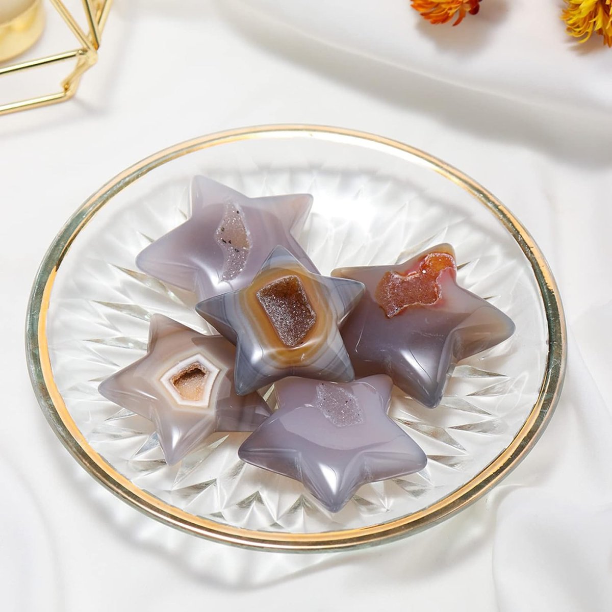 Polished Natural Agate Geode Star Crystal Bulk Wholesale crystal close-up