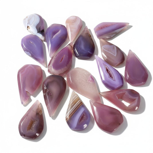Natural Pink Agate Druzy Geode Teardrop Crystals Bulk Wholesale crystal detail photo