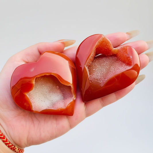 Natural Red Agate Geode Heart Bulk Wholesale crystal detail photo