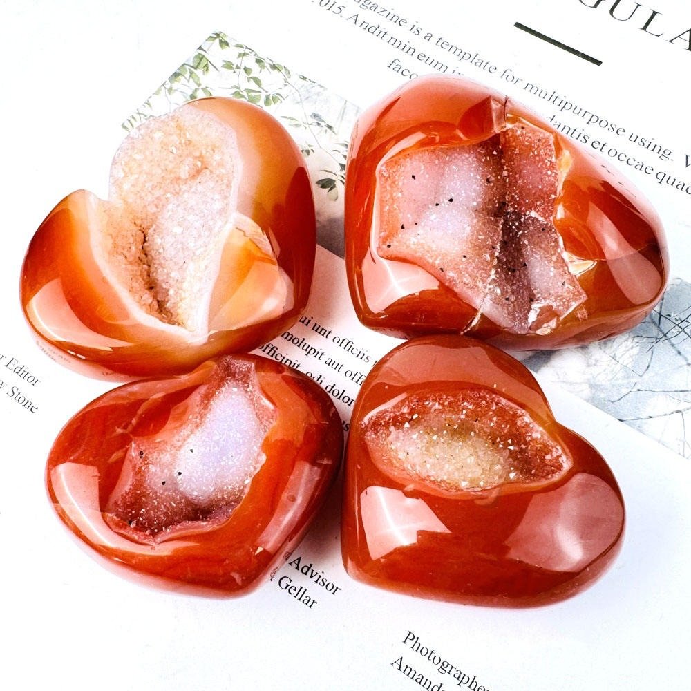 Red Agate Geode Heart Bulk Wholesale gemstone wholesale display