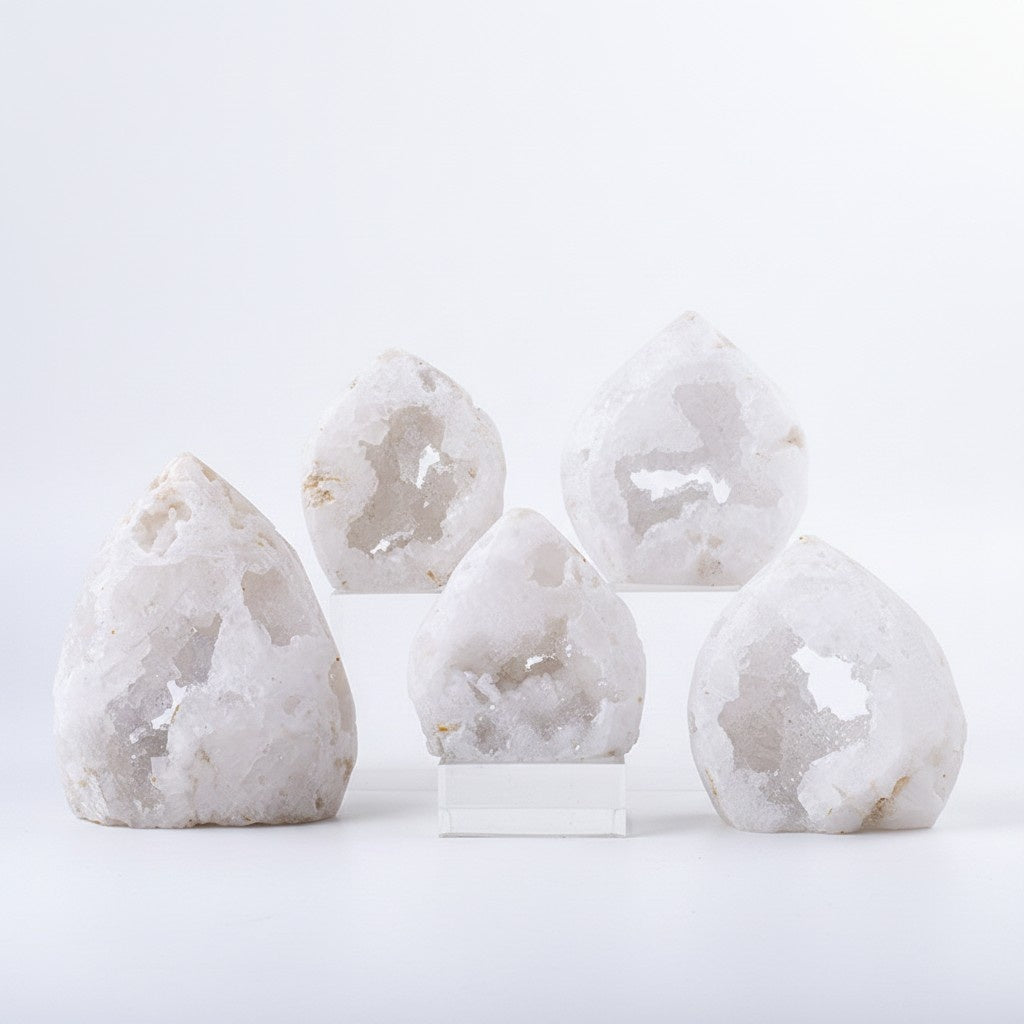 Polished White Quartz Geode Arrow Head Shape Wholesale crystal close-up