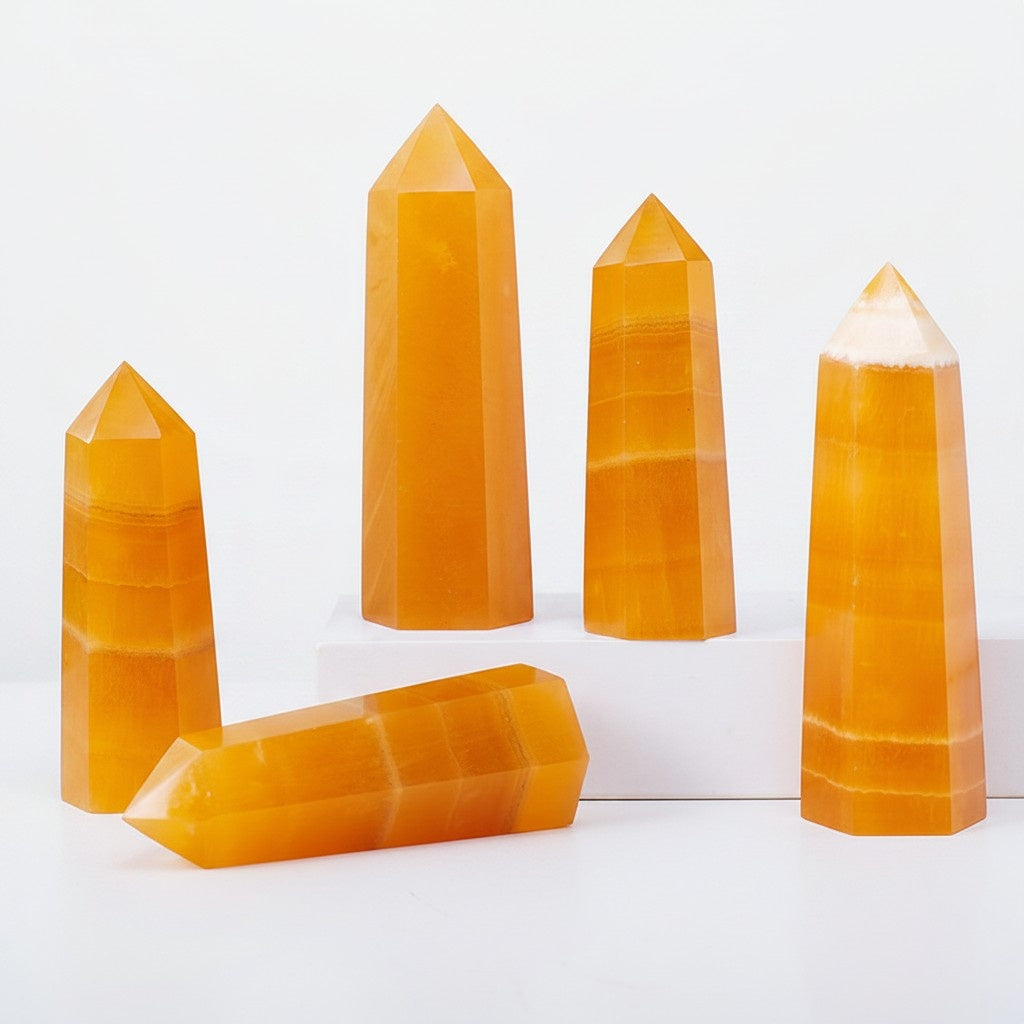 Yellow Calcite Crystal Point Wholesale polished stone photo 2 for crystal wholesale