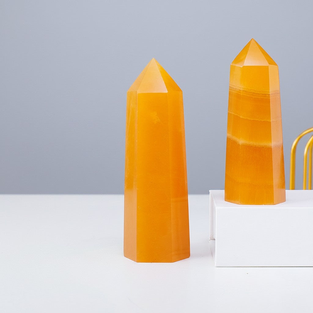 Yellow Calcite Crystal Point Wholesale healing crystal closeup 3 wholesale supply