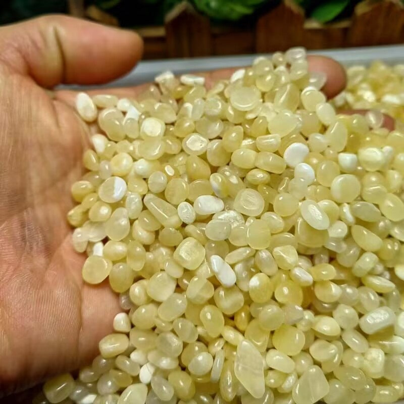 Yellow Calcite Tumbled Chips Bulk Wholesale healing crystal closeup 3 wholesale supply