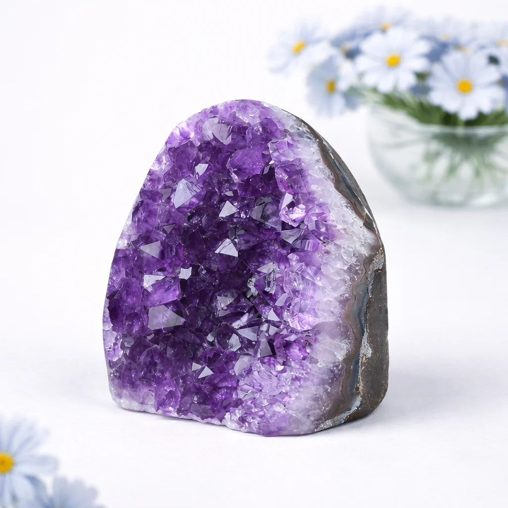 amethyst crystal cluster geode small size decorative stone