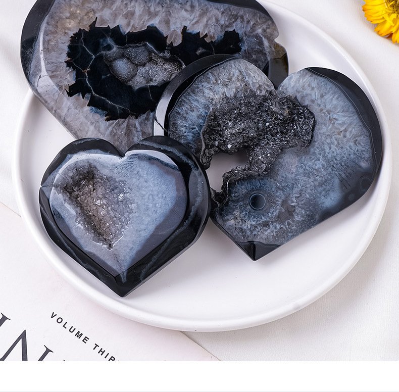 lack Agate Geode Heart Crystals Bulk Wholesale healing crystal studio photo